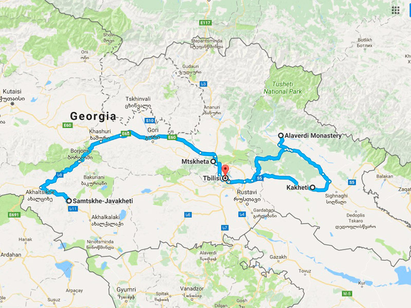 map-Kulinarische Tour durch Georgien