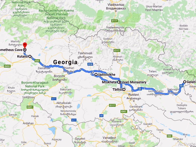 map-Tour to Georgia with arrival in Kutaisi