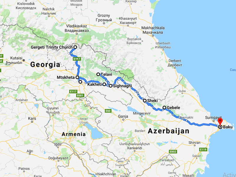 map-Klassische Tour durch Georgien und Aserbaidschan