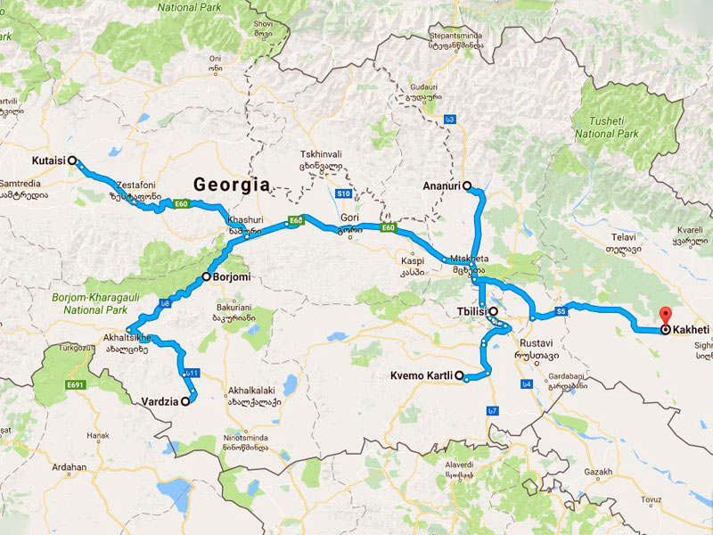 map-Circuit archéologique en Géorgie