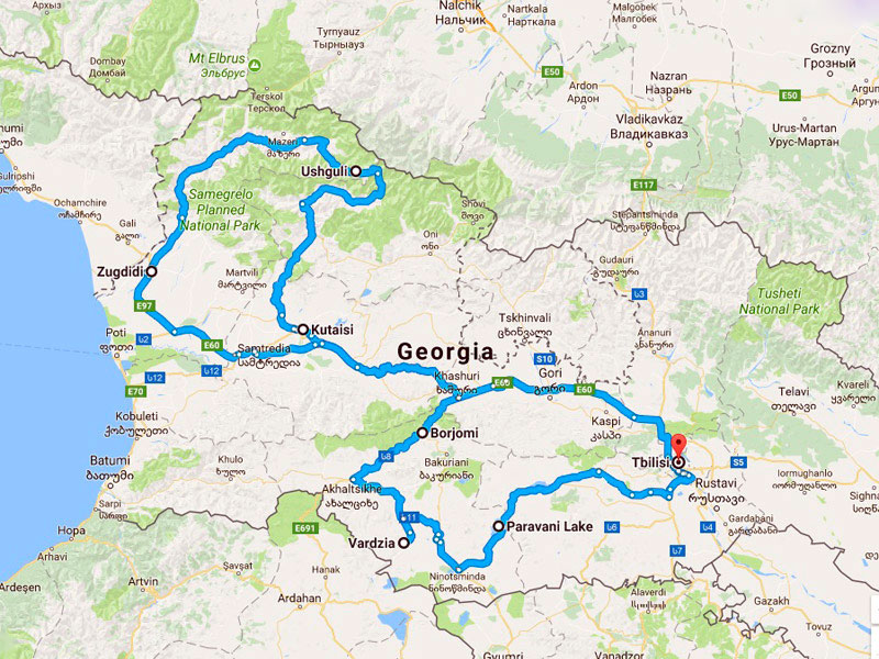 map-Джип тур в Грузию 