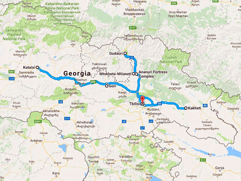 map-Klassische Tour nach Georgien