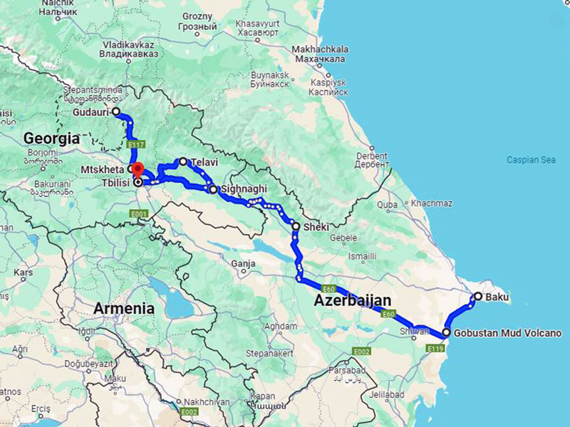 map-Classical Tour to Azerbaijan, Georgia and Armenia 