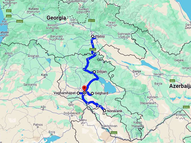 map-Classical Tour to Azerbaijan, Georgia and Armenia 